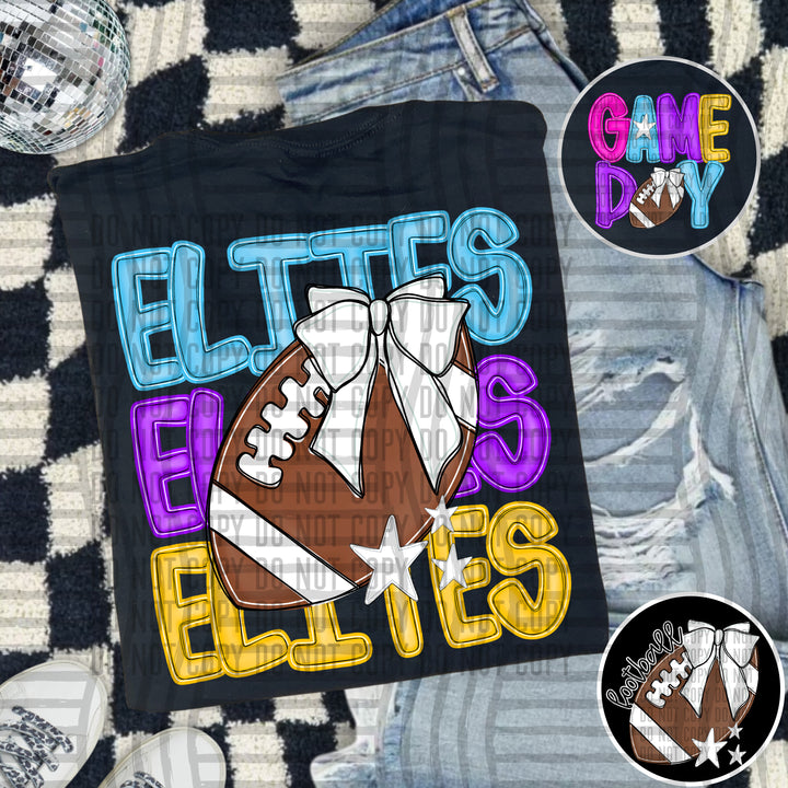 Bright And Preppy Football Stacked DTF Print