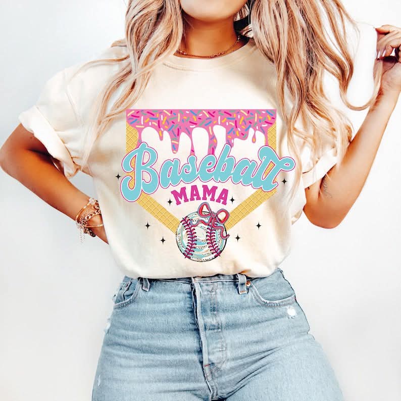 Baseball Mama Soft Cream GILDAN SOFTSTYLE Tee