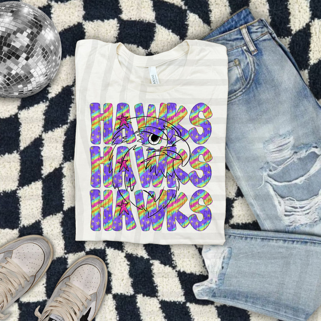 Rainbow Swirl Mascot Outlines DTF Print