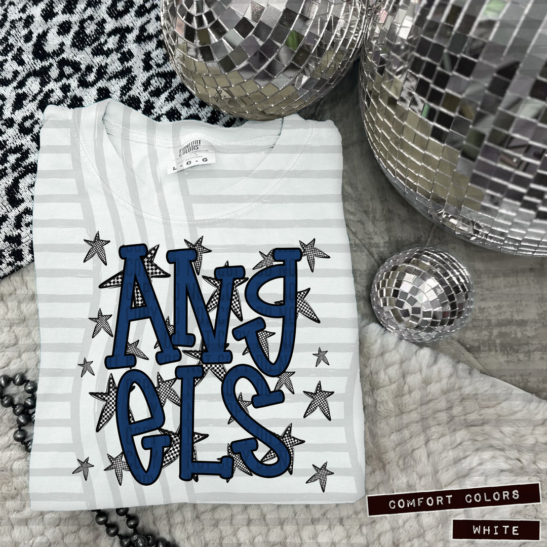 Navy Staggered DTF Print