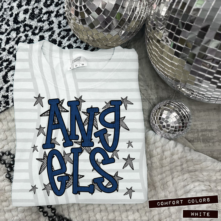 Navy Staggered DTF Print