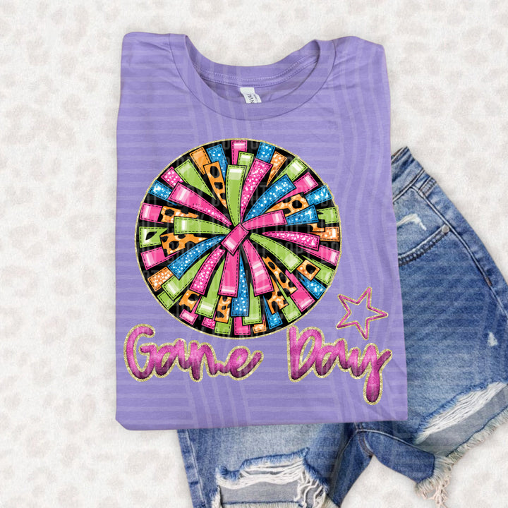 Rainbow Faux Emb Game Day DTF Print