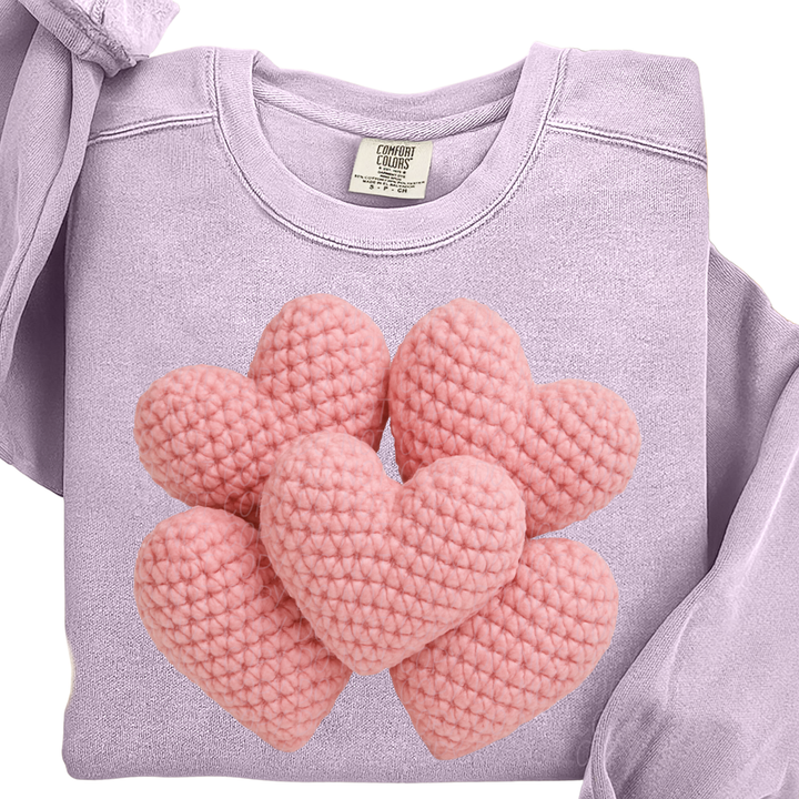 Crochet 3D Heart DTF Print
