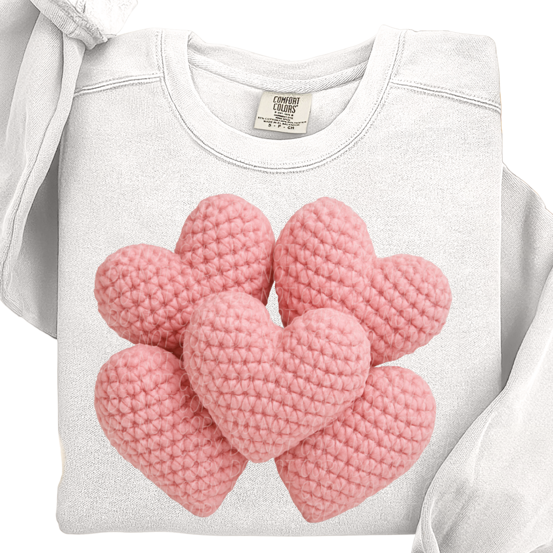 Crochet 3D Heart DTF Print