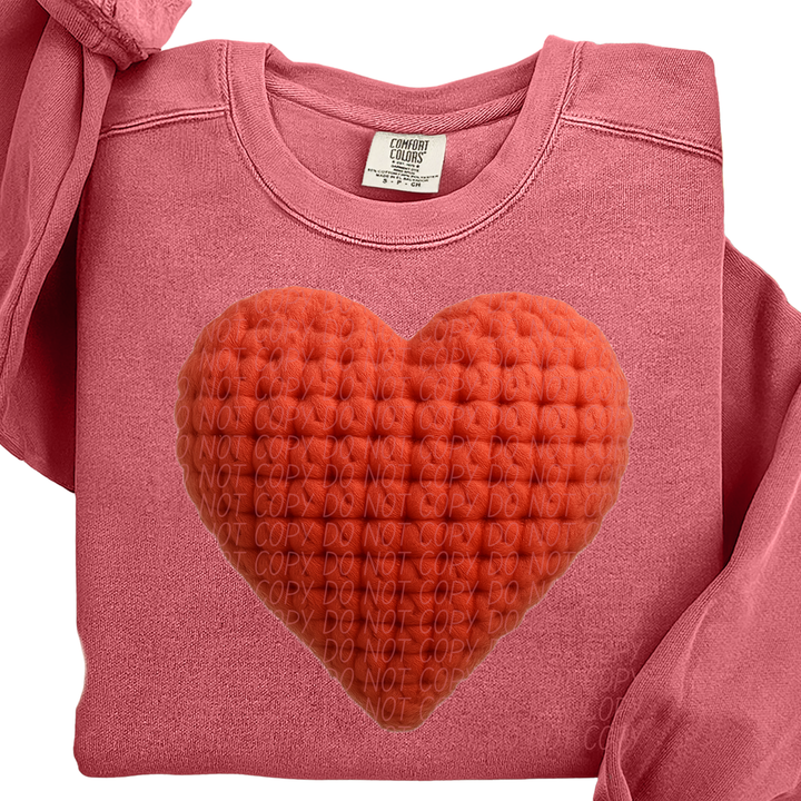 Red Crochet Heart DTF Print