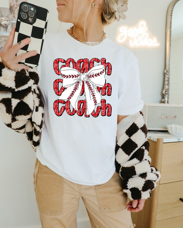 Baseball Bow With Names DTF Print