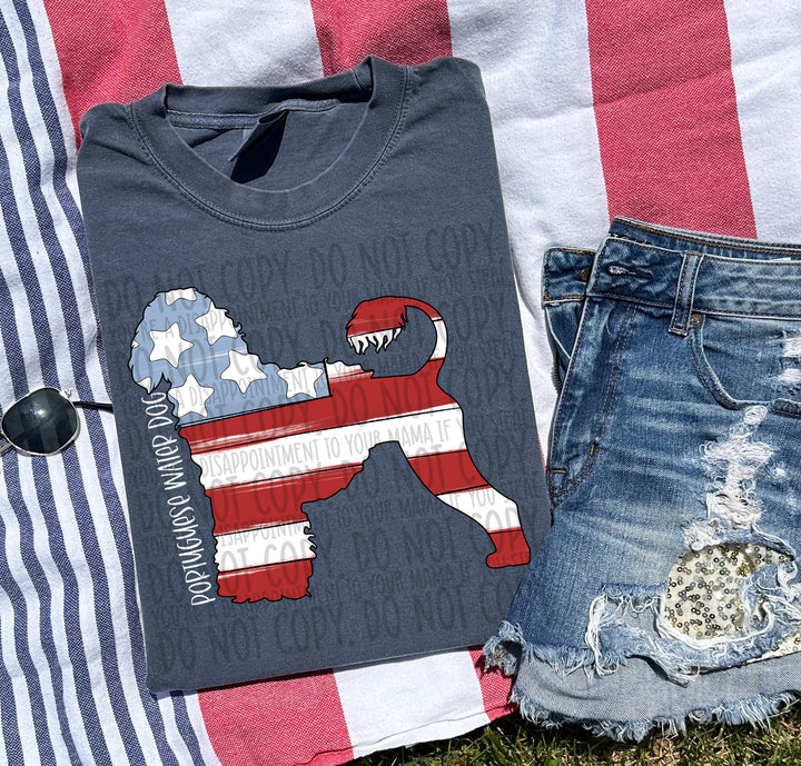 Patriotic Dog Designs White Text DTF Print