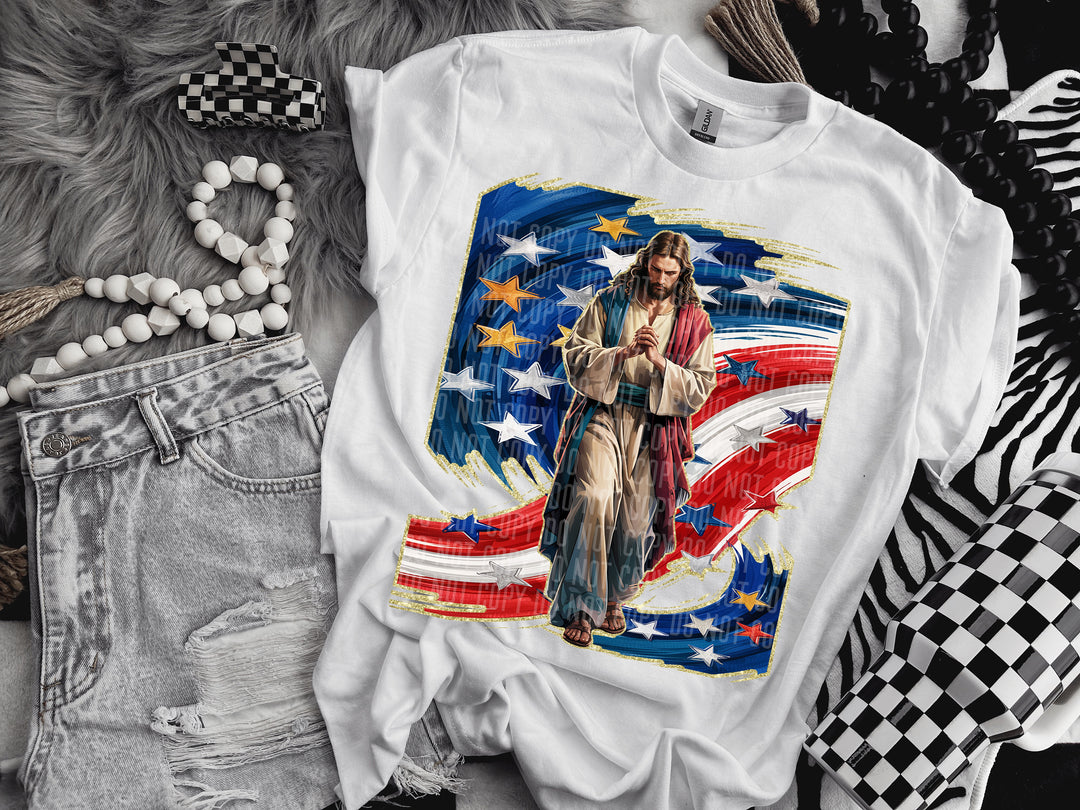 Praying Hands Walking Jesus DTF Print