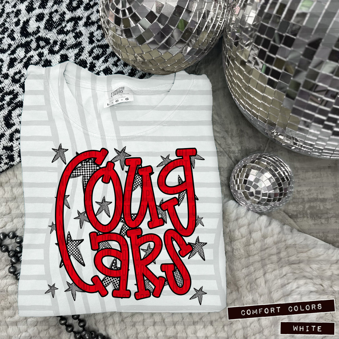 Red Staggered DTF Print