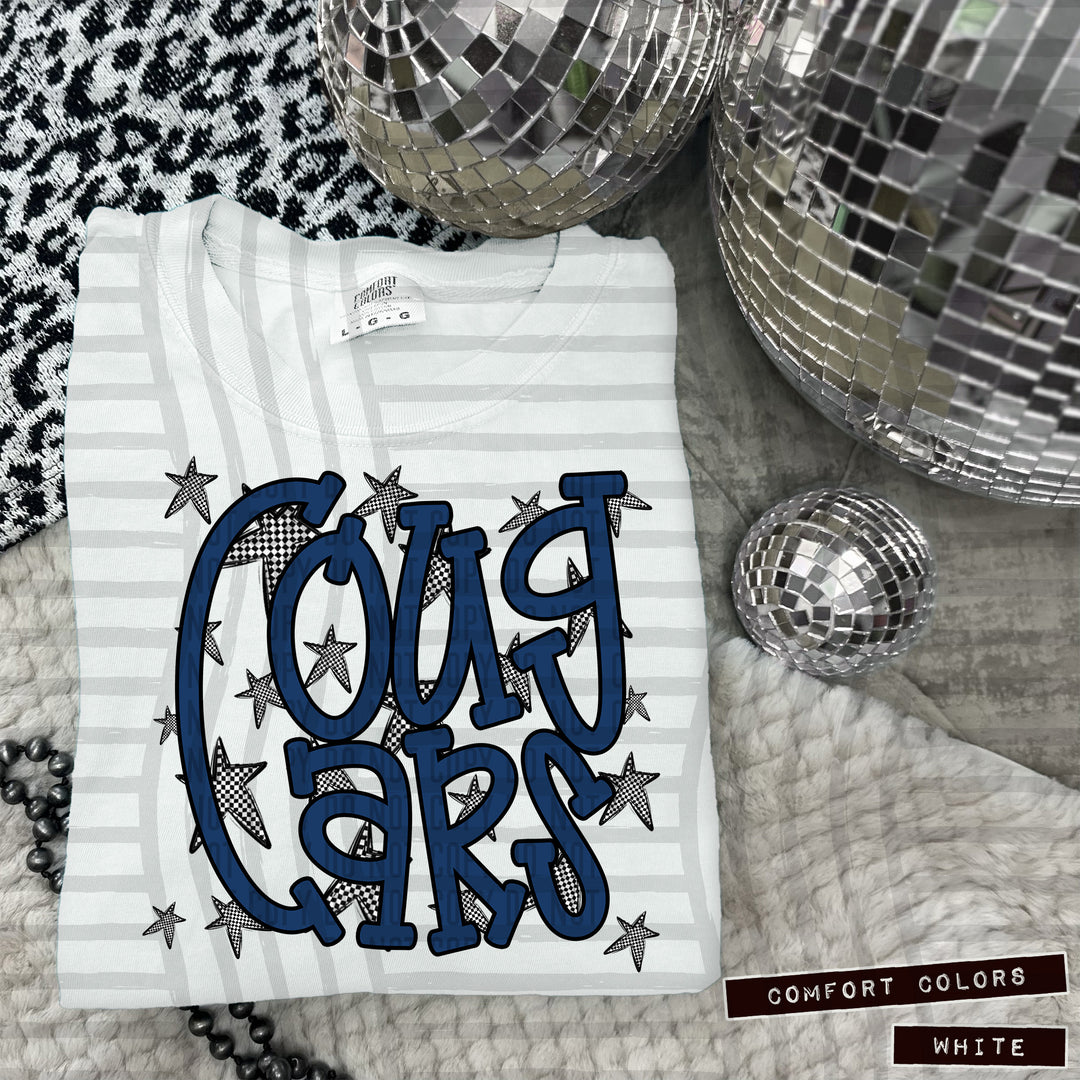 Navy Staggered DTF Print