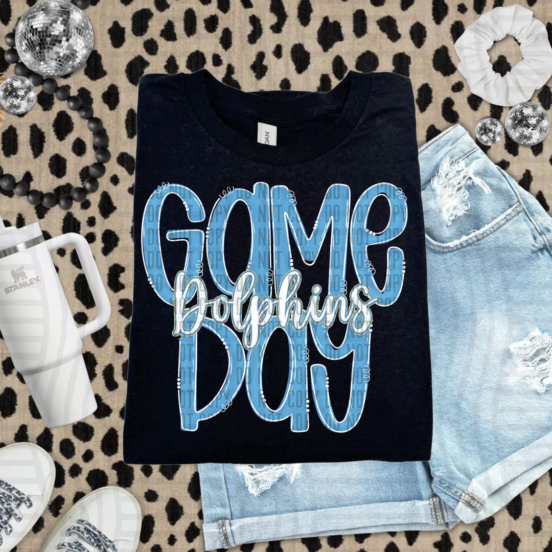Doodle Gameday Light Blue DTF Print