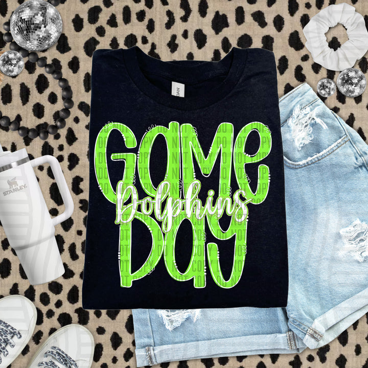 Doodle Gameday Lime DTF Print