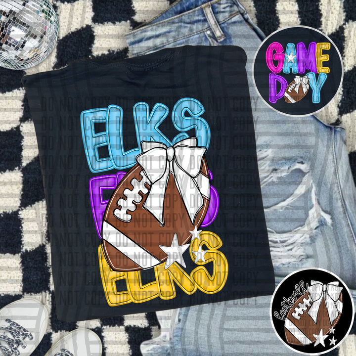 Bright And Preppy Football Stacked DTF Print