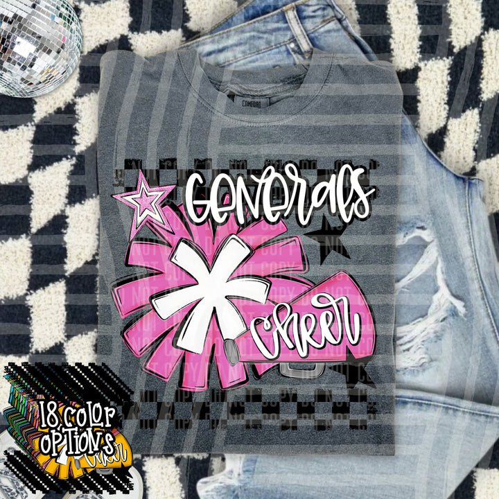 Cheer Pom With Names Pink DTF Print