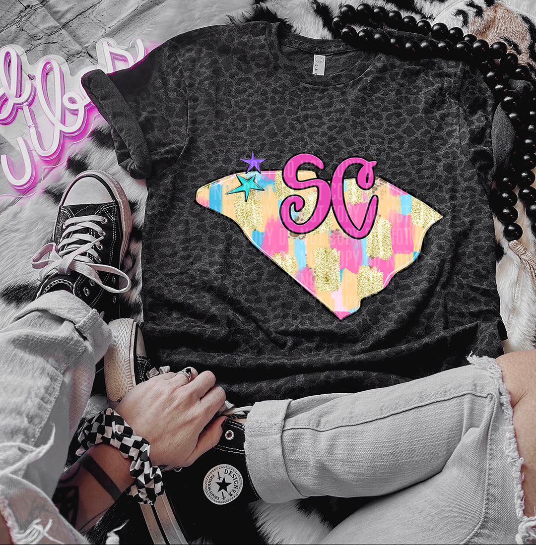 Preppy Bright Brushstroke States DTF Print