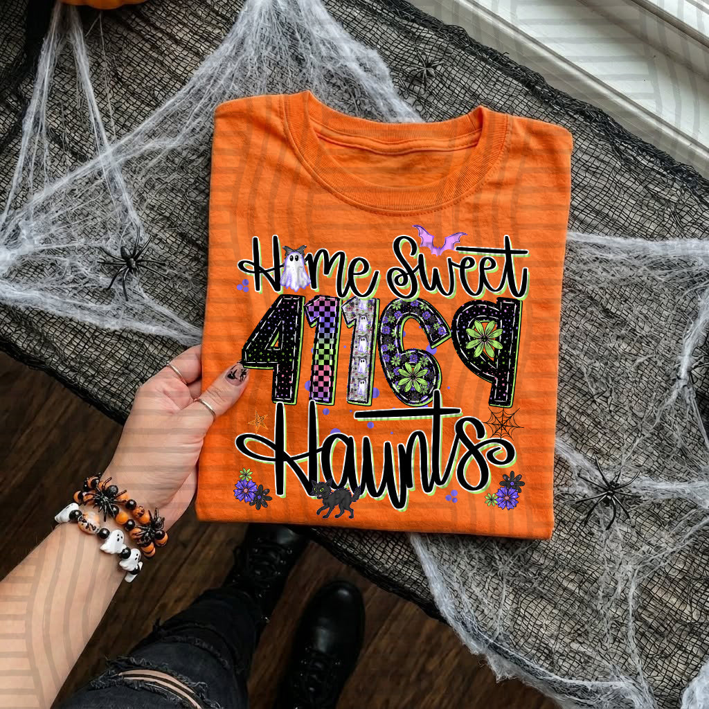 Home Sweet Haunts Zip Codes DTF Print