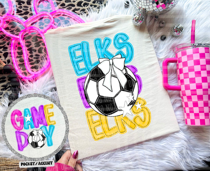 Bright Preppy Soccer DTF Print