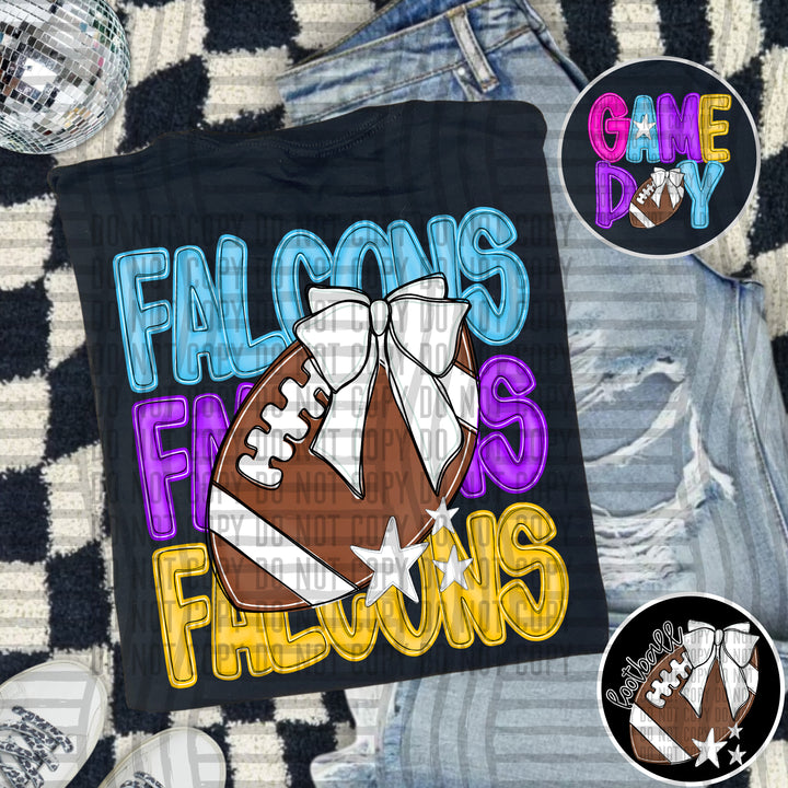 Bright And Preppy Football Stacked DTF Print