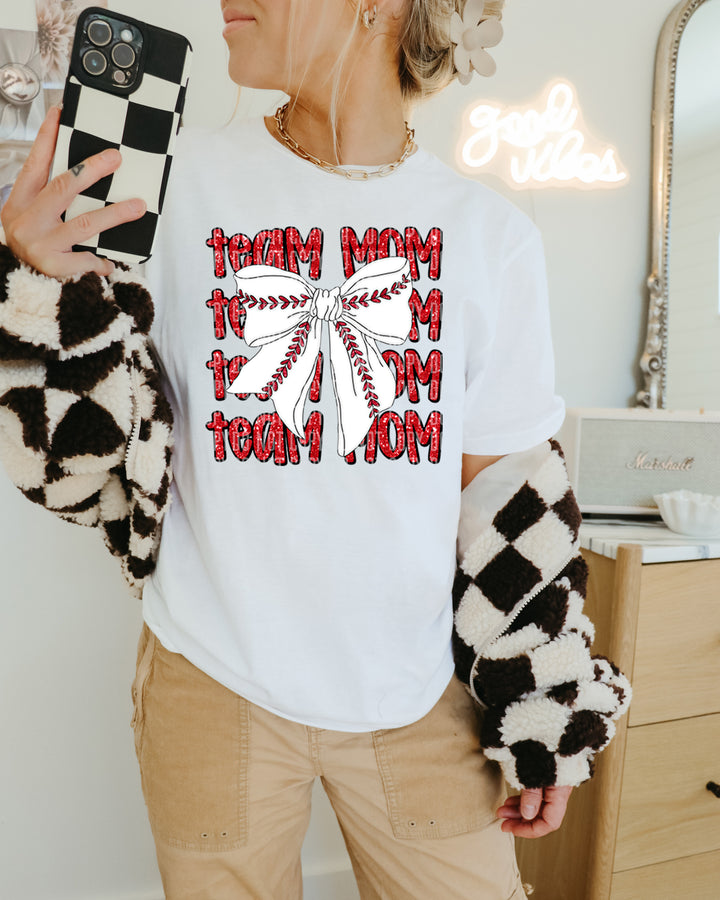 Baseball Bow With Names DTF Print