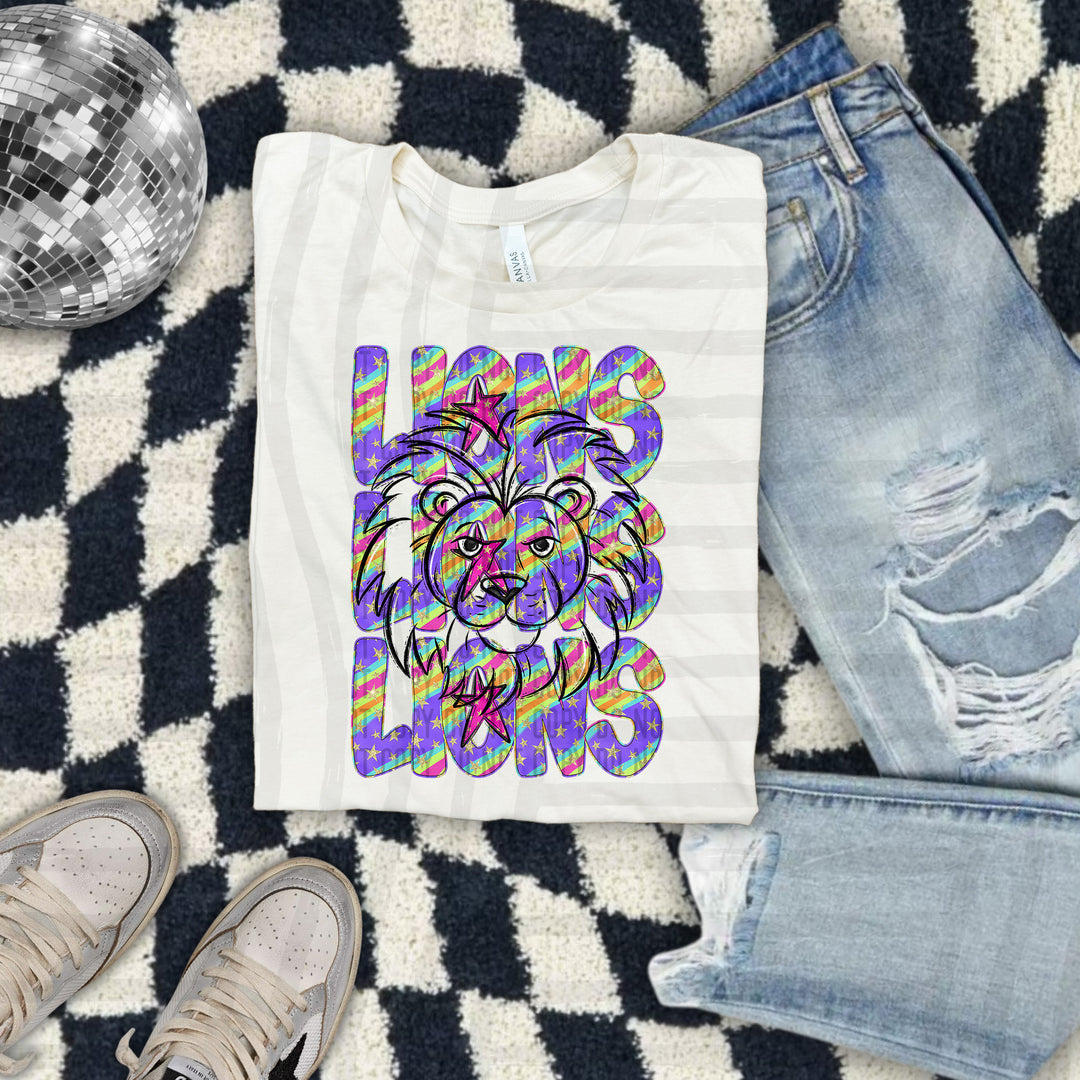Rainbow Swirl Mascot Outlines DTF Print