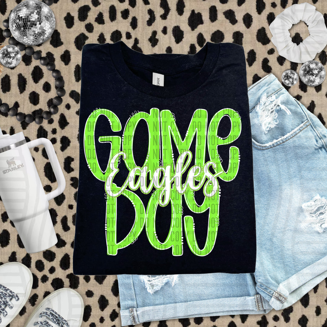 Doodle Gameday Lime DTF Print