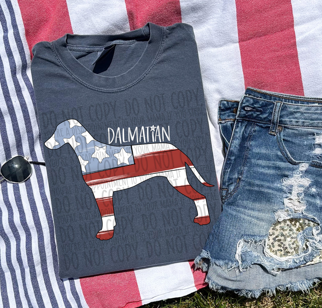 Patriotic Dog Designs White Text DTF Print