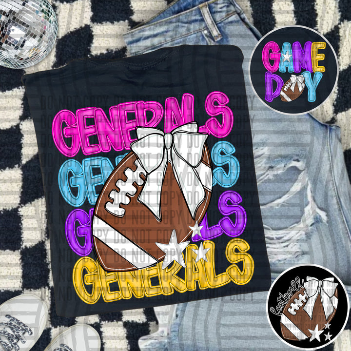 Bright And Preppy Football Stacked DTF Print