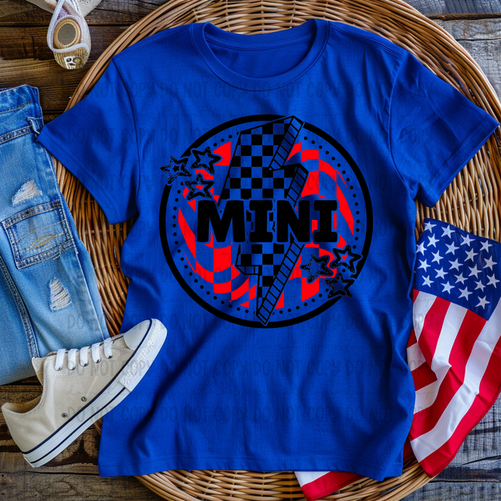 Checkered Bolt Star Circle Names (Red) DTF Print