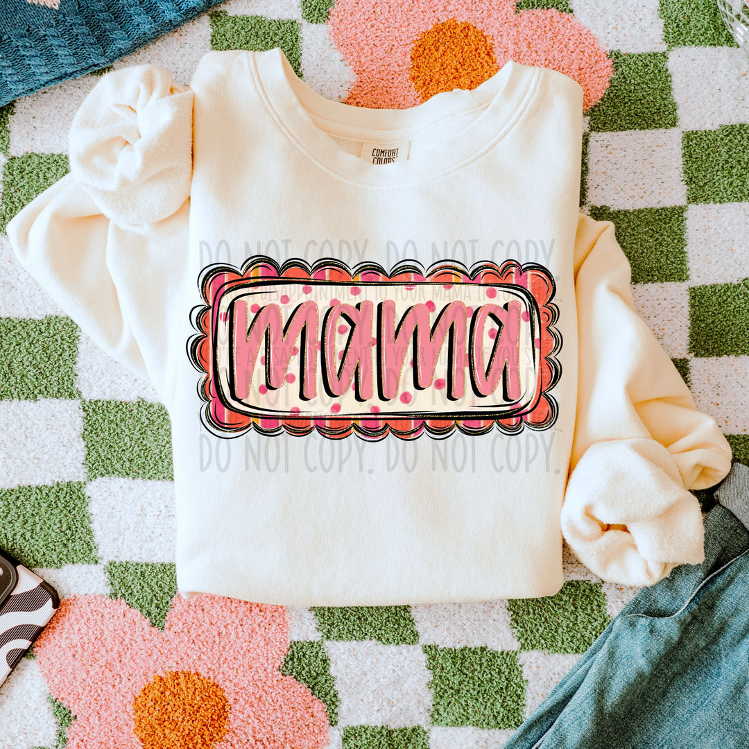 Mama Pink Doodle DTF Print