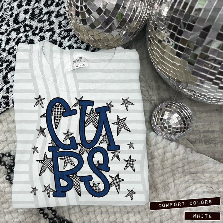 Navy Staggered DTF Print