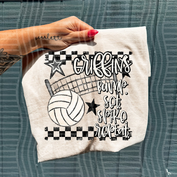 Volleyball Bump Set Spike Repeat DTF Print