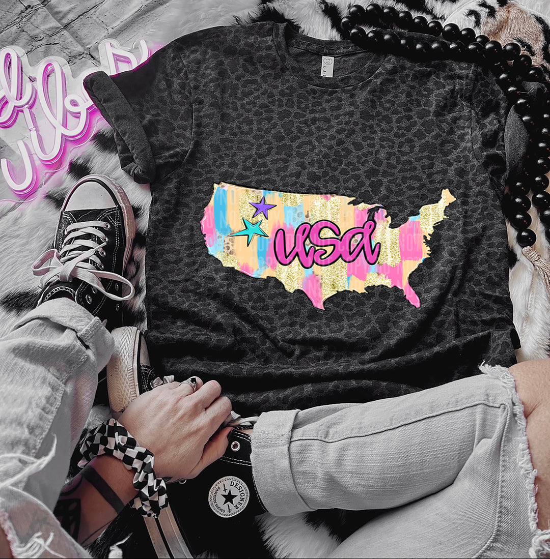 Preppy Bright Brushstroke States DTF Print