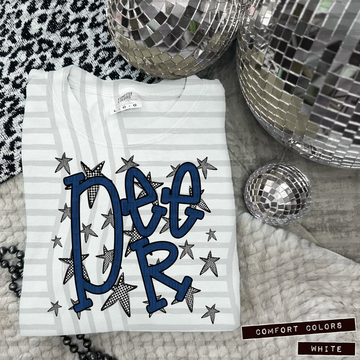Navy Staggered DTF Print