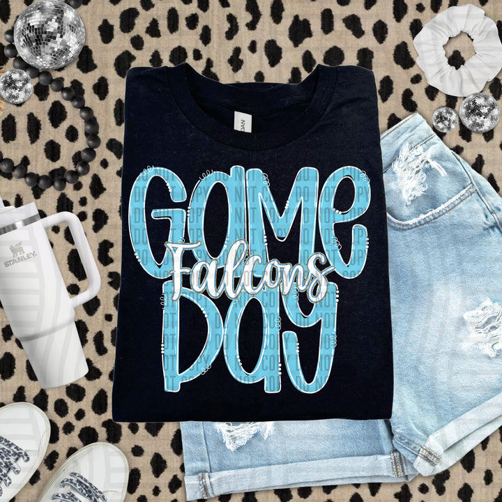 Doodle Gameday Bright Blue DTF Print
