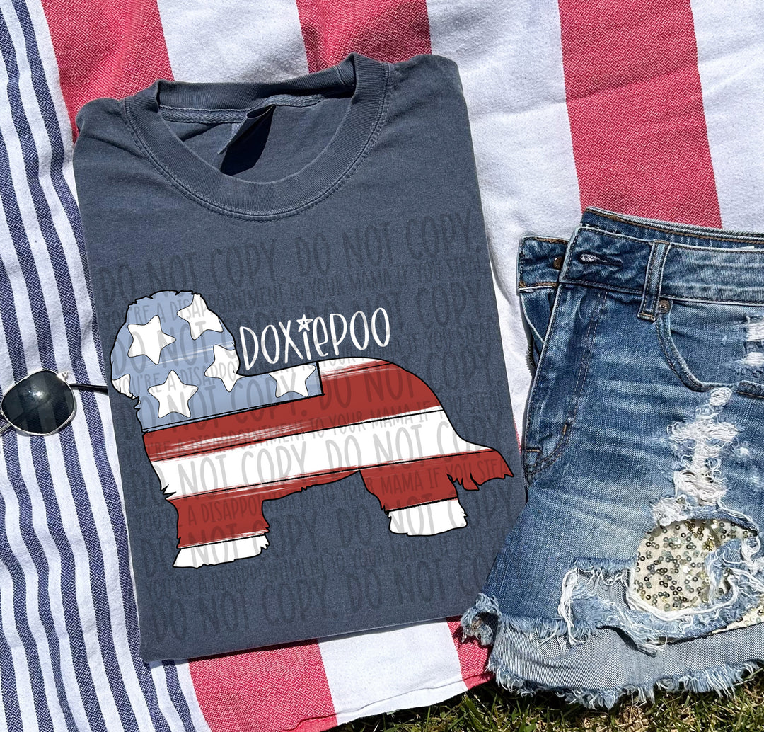 Patriotic Dog Designs White Text DTF Print