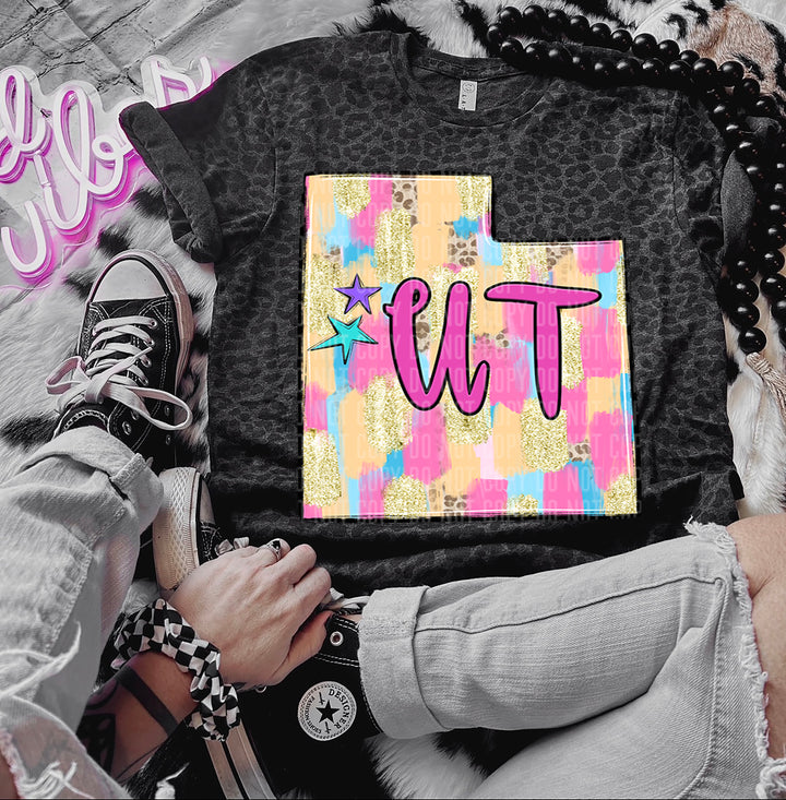 Preppy Bright Brushstroke States DTF Print