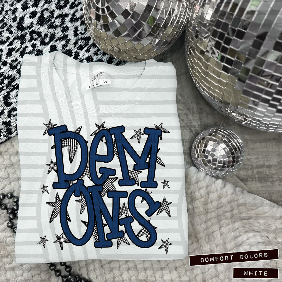 Navy Staggered DTF Print