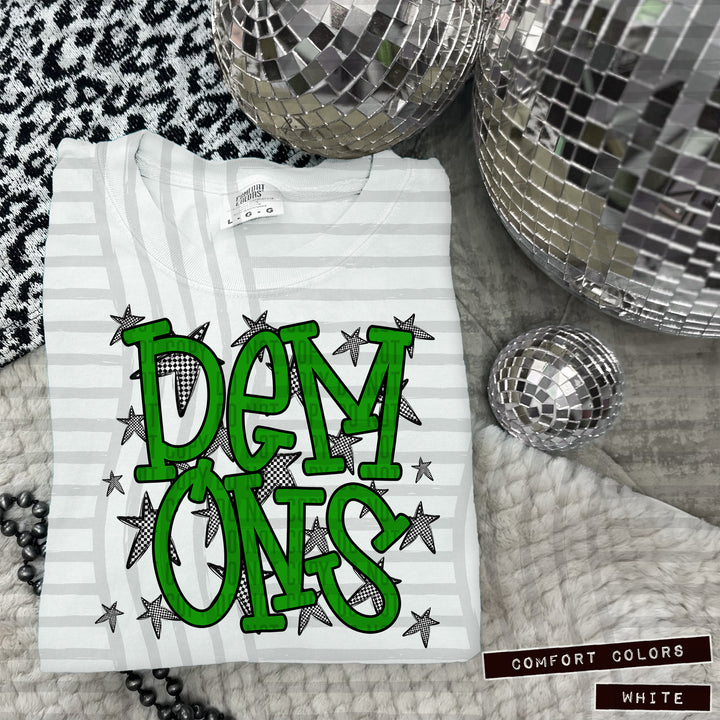 Green Staggered DTF Print