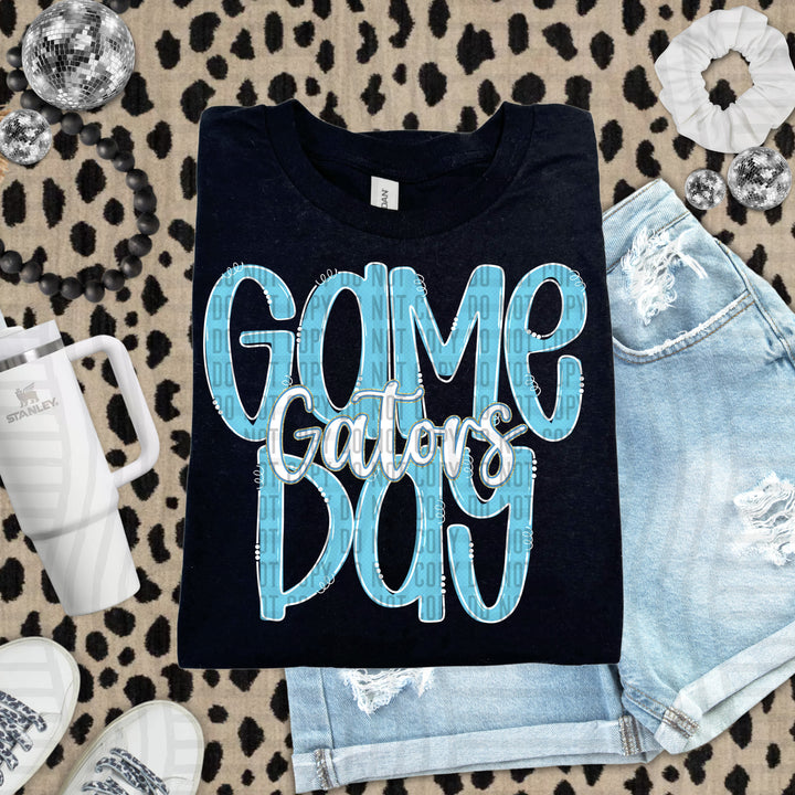 Doodle Gameday Bright Blue DTF Print