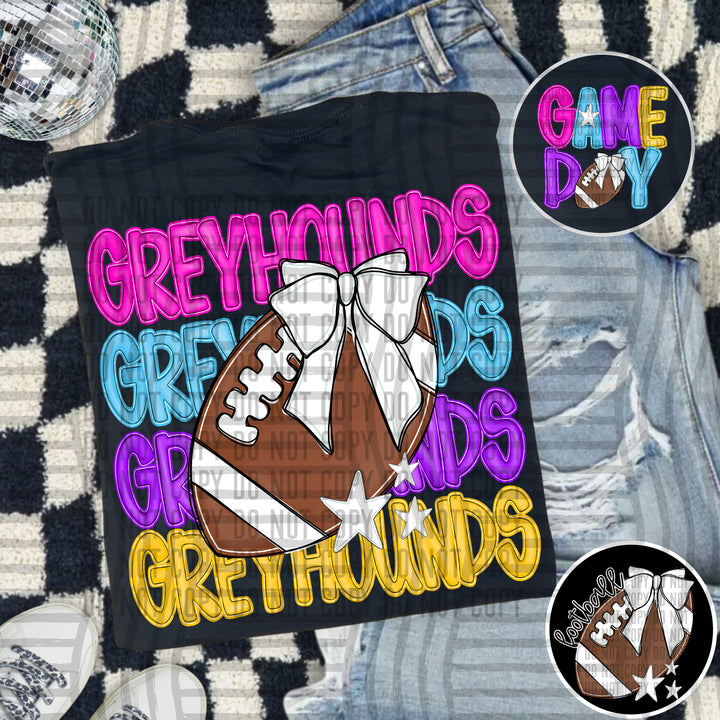 Bright And Preppy Football Stacked DTF Print