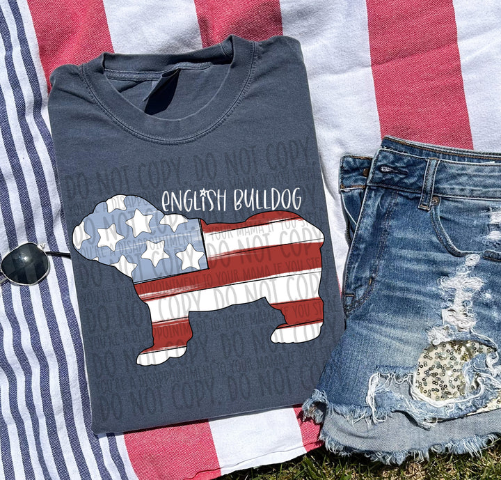 Patriotic Dog Designs White Text DTF Print