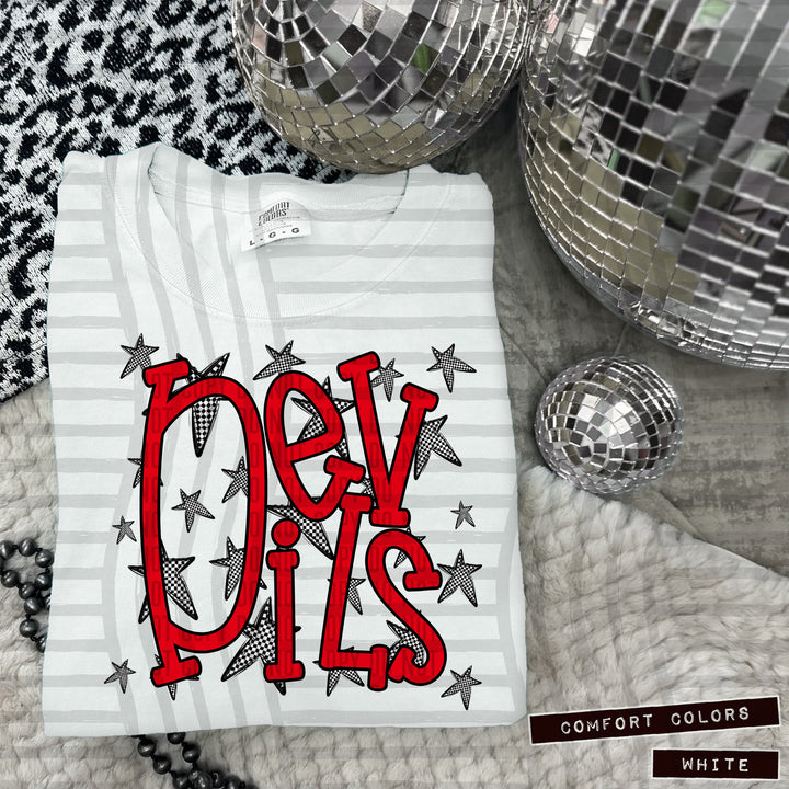 Red Staggered DTF Print