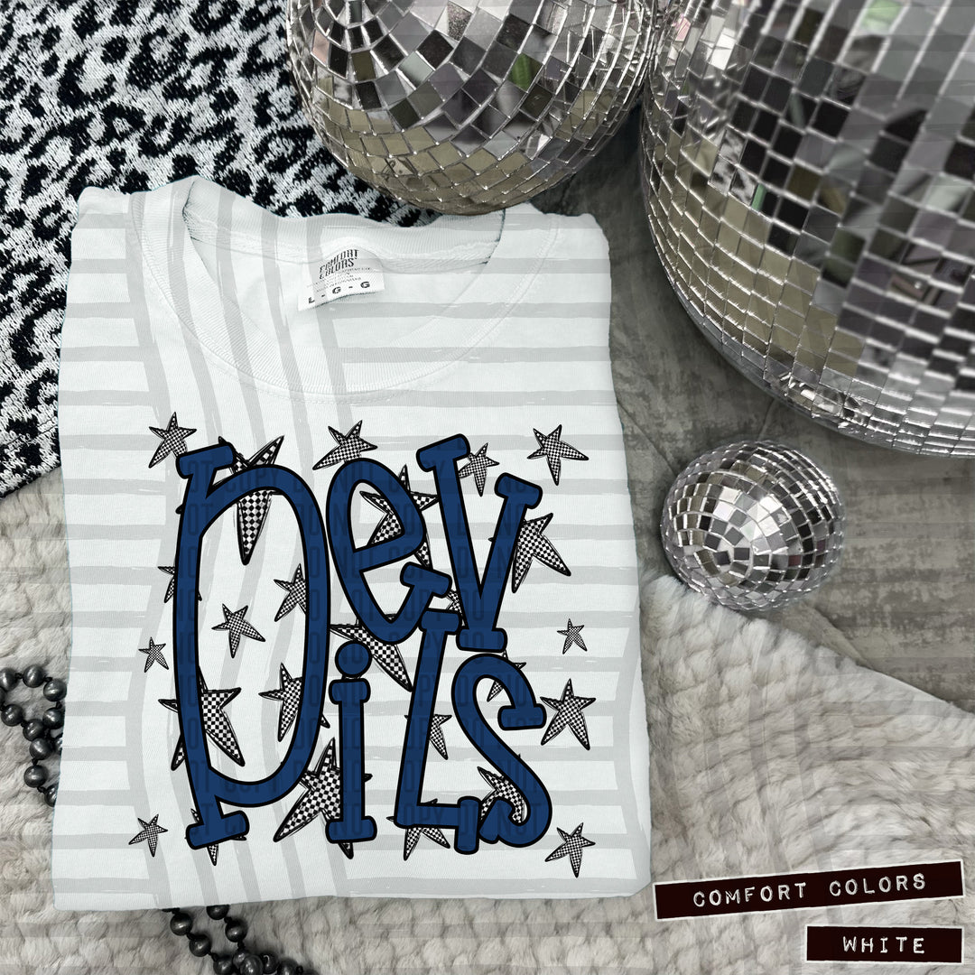 Navy Staggered DTF Print