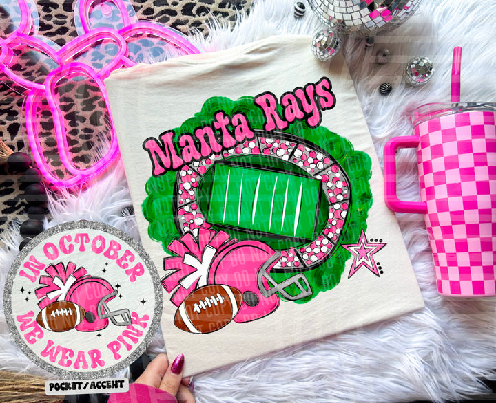 In October We Wear Pink- Football YOUTH DTF Print