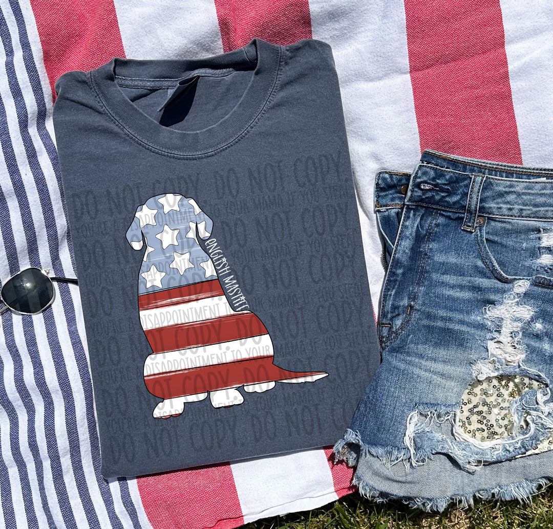 Patriotic Dog Designs White Text DTF Print