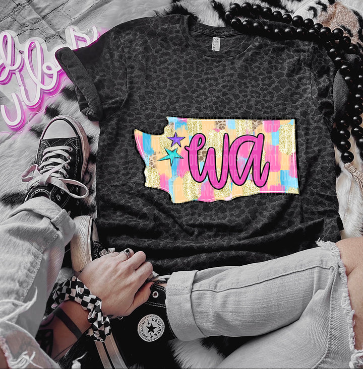 Preppy Bright Brushstroke States DTF Print