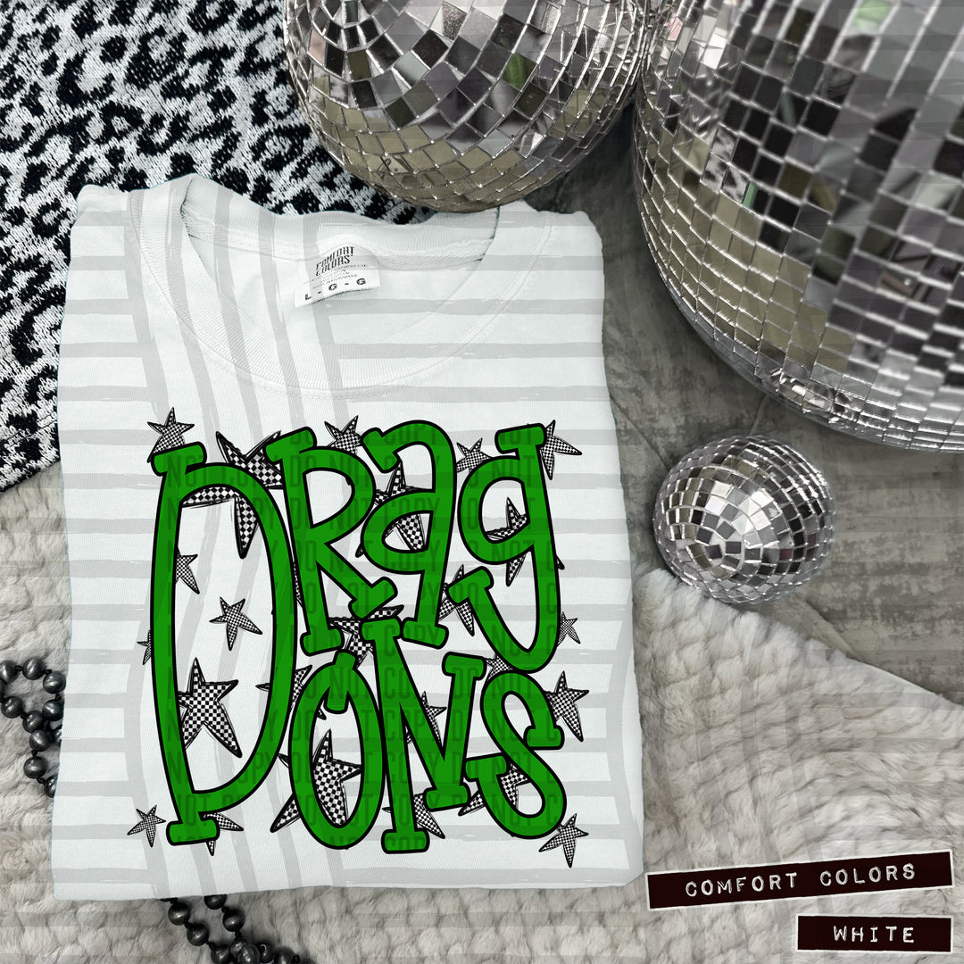 Green Staggered DTF Print