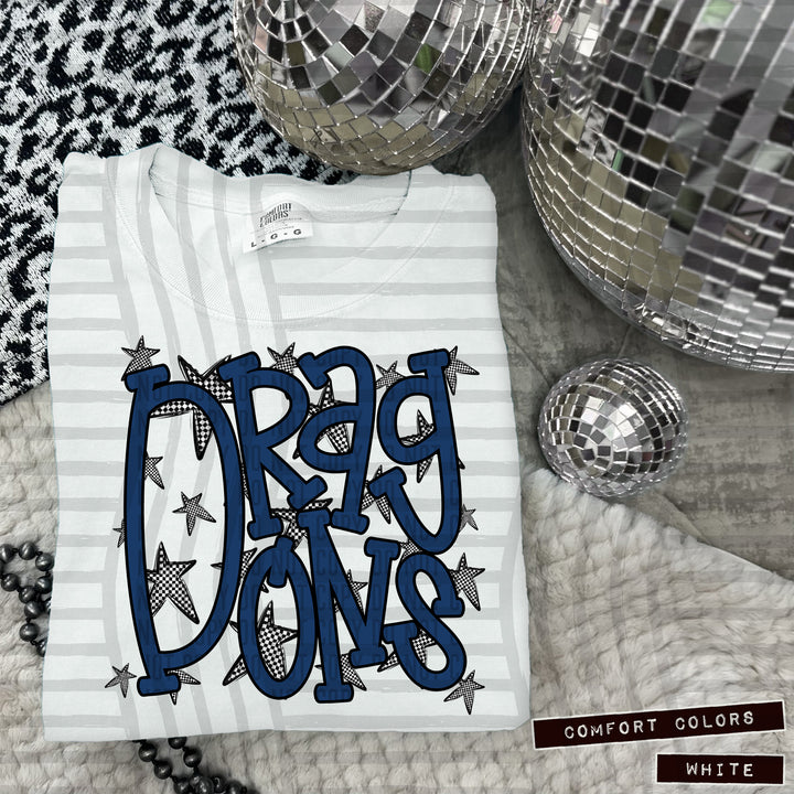 Navy Staggered DTF Print