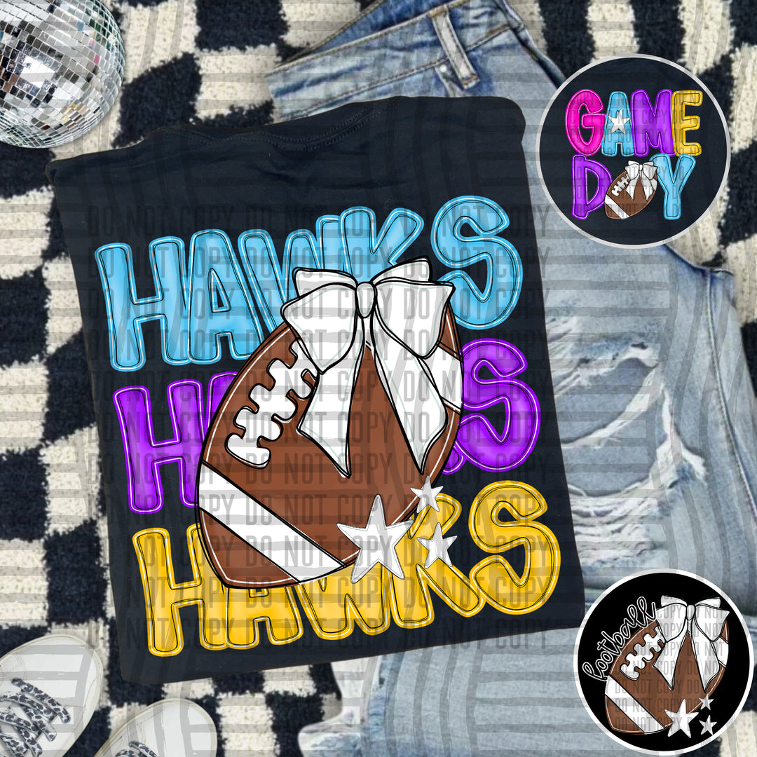 Bright And Preppy Football Stacked DTF Print