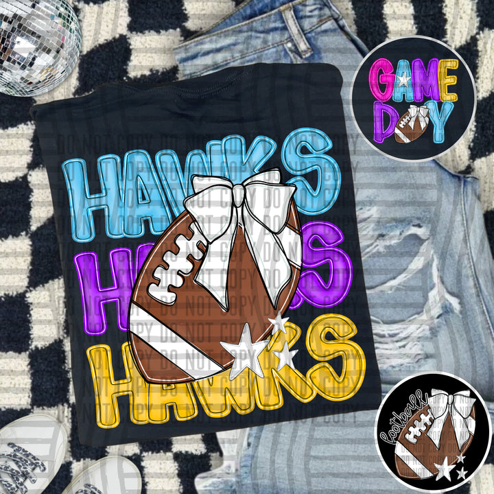 Bright And Preppy Football Stacked DTF Print